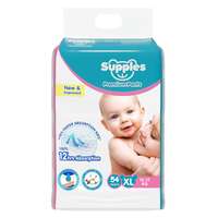 Amazon Brand - Supples Premium Baby Diaper Pants | 54 Baby Diapers | XL | 12-17 Kg | 12 Hrs Absorption | Cushiony Cotton Soft Fabric | Phthalates-Free | Triple Leak Guard
