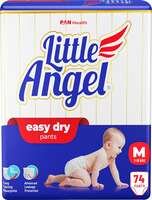 Little Angel Baby Easy Dry Diaper Pants With 12 Hrs Absorption Medium (M) Size 74 Count, 7-12 Kgs - M (74 Pieces)
