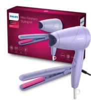 Philips HP8643/56 Miss Freshers Hair Styling Kit - Hair Straightener + Hair Dryer - Purple