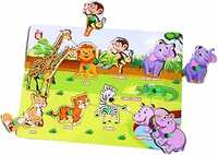 Adora Wooden Learning Educational Game Board for Kids, Educational Toys Animal Puzzle Game for Kids Explore The Animal Kingdom Wooden Animal Puzzles Learning Game for Boys & Girls