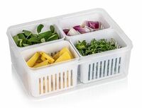 SHUTTLE ART Food Storage Containers with Lids,removable Bins for Refrigerator Fridge Cabinet, Airtight Refrigerator Stackable Food Fruit Storage Containers(4 Compartments) (1)