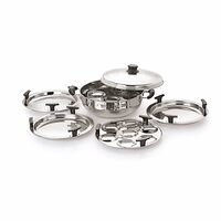 Neelam Stainless Steel Multi Kadai Big Induction Base 3500 ml, Silver