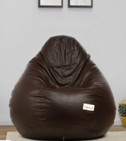 Classic XXXL Leatherette Bean Bag with Beans in Brown Colour