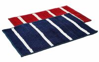 Amazon Brand - Solimo Super Soft Microfiber Anti-Skid Rectangular Bath Mat (Pack of 2, Blue & Red)