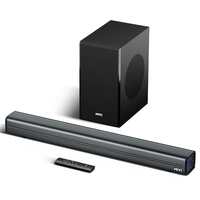 Mivi Fort Q200 Soundbar with 200W Surround Sound, 2.1 Channel Home Theatre with an External subwoofer, Multiple EQ and Input Modes, Remote Accessibility, Bluetooth v5.3, Made in India Sound bar for TV