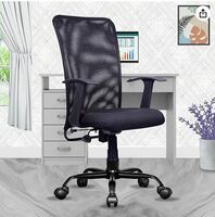 beAAtho® Florence Mesh Mid-Back Ergonomic Home Office Chair | 3-Years Limited Warranty Included | Tilting & Height Adjustable Mechanism, Heavy Duty Metal Base | Ideal for Office Work & Study (Black)