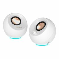 Creative Pebble Pro White 2.0 USB-C PC Speaker with Bluetooth 5.3 and Customizable RGB Lighting, USB Audio and Headset/Microphone Port