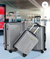 WROGN  Hard Body Set of 3 Luggage 8 Wheels - Vivid-Light-Weight & Durable Polycarbonate Silver Hard Luggage - Silver