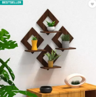 (Total 8) Aarul Fashion Mosquito Lamp Pot Stand Set of 4 Piece Decorative Wooden Wall Hanging Wooden Wall Shelf  (Number of Shelves - 4, Brown)