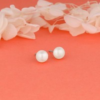Silver White Pearl Earrings @749
