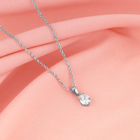 Silver Mini Solitaire Pendant with Link Chain @1099