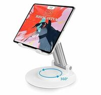 Dyazo Desktop Mobile Stand/Cell Phone Mount with 360° Heavy Rotational Base Height Adjustment Foldable Multiple Adjustment Angles, for Tablets & Phone 4 inch to 10 inch (White)