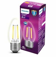 PHILIPS 4-watt Filament Candle LED Bulb | Clear Candle Bulb for Home & Decoration | Bulb Base: E27, Cool White | Pack of 1