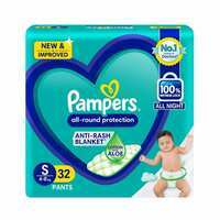 Pampers All round Protection Pants, Small size baby diapers (SM) 32 Count