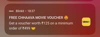 Free CHHAAVA MOVIE VOUCHER Get a voucher worth ₹125 on a minimum order of ₹499