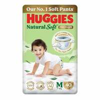 Huggies Natural Soft Premium Baby Diaper Pants  (M) Size (7-12 Kgs), Pack of 40 diapers