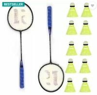CLOVERBYTE Badminton kit Set Of 2 Piece Racquet with 10 Piece Plastic ShuttleCock Badminton Kit