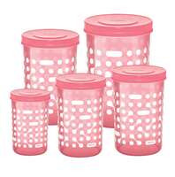 MILTON Storex Set of 5 Plastic Storage Jars & Containers (500ml, 750ml,1L, 1.5L & 2L) Pink