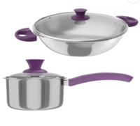 Lifelong LLTPC1 Combo Kadhai (20 CM), Saucepan with Lid (16 cm) Induction Bottom Cookware Set  (Triply, 2 - Piece)