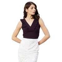 Marie Claire Women's Polyester Solid Sleeveless Regular Fit Blouse