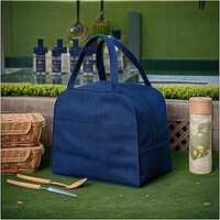 Eightiz Eightiz Insulated Travel Lunch Bags for Women,Tiffin,Storage Bag for Office, College & School,Picnic,Outdoor,Trekking (Blue) (Cotton)