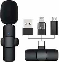 Jb Super 2.4 Ghz Omnidirectional Wireless Mic Noise Cancallation 50 Meter Range Plug & Play Rechargeable Microphone And All Usb Devices For Youtube Vlog, Recording Etc - Black