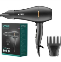  VGR V-433 Professional Salon Series Hair Dryer 1800-2200W AC Motor 3 Heat Setting (Hot/Cool/Warm) Independent Cool Shot Styling Comb Nozzle Concentrator Double Overheating Protection & 2 Speed Setting 