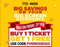 PVR / INOX : Buy 1 Movie Ticket & Get 1 Free 