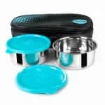 UNINOX Stainless Steel Lunch Box Set of 2 Container (325+325 ml) with Bag | BPA Free | Leak-Proof 