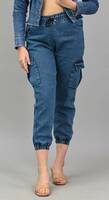Denton Women Jogger Fit Mid Rise Blue Jeans