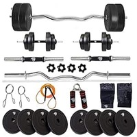 BULLAR Home Gym Set (8-30) kg Home Gym Combo with Curl Rod and Pair of Dumbbell Rods Gym Equipment for Men and Exercise Accessories for Fitness. (10 kg Home Gym Set)