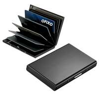 OFIXO Credit Card Holder RFID Protected Stainless Steel Credit Card Wallet Slim Metal Credit Card Case for Men and Women (Matt-Black)