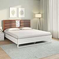 Nilkamal Noir Meta Upholstered Headboard Without Storage | 1 Year Warranty Engineered Wood King Bed (Finish Color - White, Delivery Condition - Knock Down)