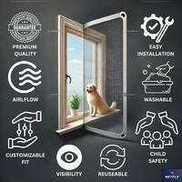 Netfly  Window Mosquito Net – Easy Install Polyester Mesh Insect Screen for Windows & Doors, Strong Adhesive Velcro, Washable & Reusable Bug Screen 


