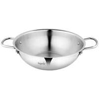 Segovia Stainless Steel Kadhai - Riveted Handle Size, Induction Friendly, 3.2 l