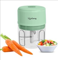  Lifelong USB Rechargeable Wireless Electric Chopper for Kitchen 30 Watts with Stainless Steel Blades for Onion, Garlic, Vegetables, Nuts - 250 ml (Green) 