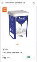 Amul Vanilla Ice Cream Tub 4 Litres @ 400