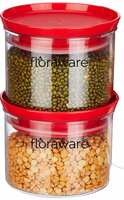 Floraware Plastic Storage Jar and Container Set I Air Tight & BPA Free Containers For Kitchen Storage Set I Grocery Kitchen Container Set I Multipurpose Jar, 600 Ml Each, Set 2, Red