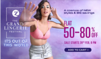 Zivame The Grand Lingerie Festival - Flat 50% to 80% off + Buy 1 Get 4 Free + Bank offers & More