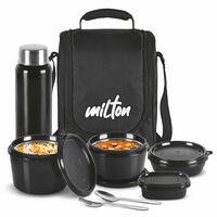 MILTON Pro Lunch Box with Steel Cutlery -  Black