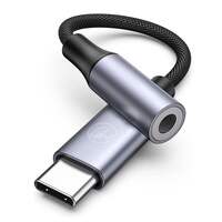 AUDIOCULAR D13 Type C to 3.5mm Portable Audio Aux Adapter, Connector, Built-in DAC, Braided Cable, Compatible with iPhone 16 Series /15 Series, Galaxy S25/S24 Ultra/S24 & Other Type C Phones