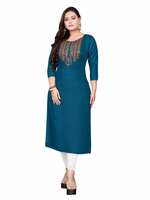 Raghav Silk Cotton Blend Straight Embroidery Kurti for Women