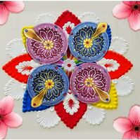 Pure Source India Decorative Terracotta Handmade Design Diya Suitable for Diwali, Festive Occasion, Pooja/Mandir/Temple (3 X 3.5 X 1 INCH) (Multicolour) (12 PCS)