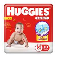 Huggies Adjustable Tape Style Diapers, Medium (M) Size (7-12 Kgs), Pack of 30