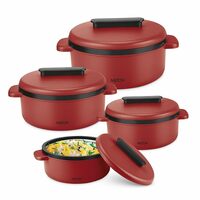 Milton Micronova Gift Set Inner Stainless Steel Casserole, Set of 4 - Red