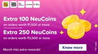 Tata Neu Pay Day Sale | Get rewarded with extra 100/250 NeuCoins on Orders above ₹1500/₹3000
