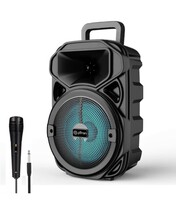  pTron Fusion Maxx V2 20W Bluetooth Party Speaker with Wired Karaoke Mic, Immersive Sound, 20Hrs Playtime, LED Lights, Multi Play Modes BT5.2/AUX/USB/Micro SD Card Slot & Integrated Controls(Jet Black) 