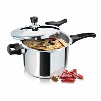 Milton ProCook Triply Pressure Cooker Stainless Steel with Outer Lid, 5 Litres, Induction and Gas Stove Compatible, Gasket