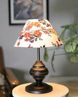 Homesake Black Metal Table Lamp with Fabric Shade, B22 holder, Urn, Cone Marigold