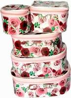 Yasmina Set of 5 Pcs Flower rose Printed Multipurpose multi Makeup kit Vanity Box  (Red, Multicolor)